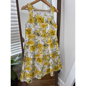 Valentina‎ Naldi Floral Linen Dress Sleeveless Made in Italy Yellow XS Ruffle